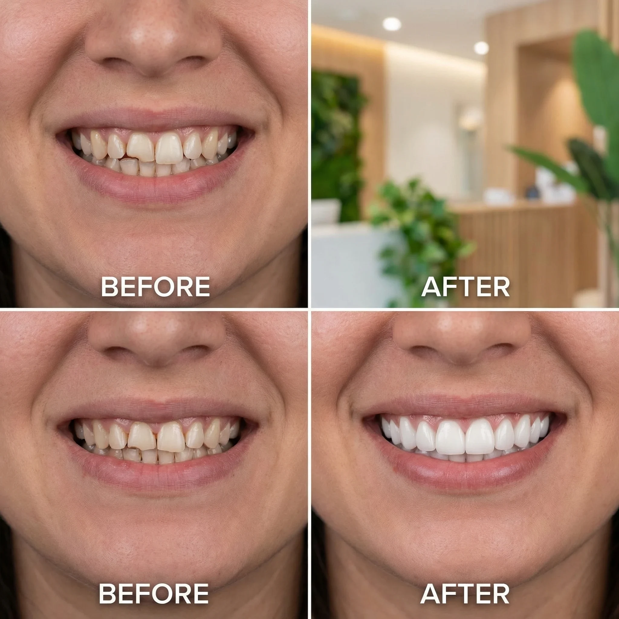 Comparison of before and after cosmetic dentistry smile transformation Dalton GA