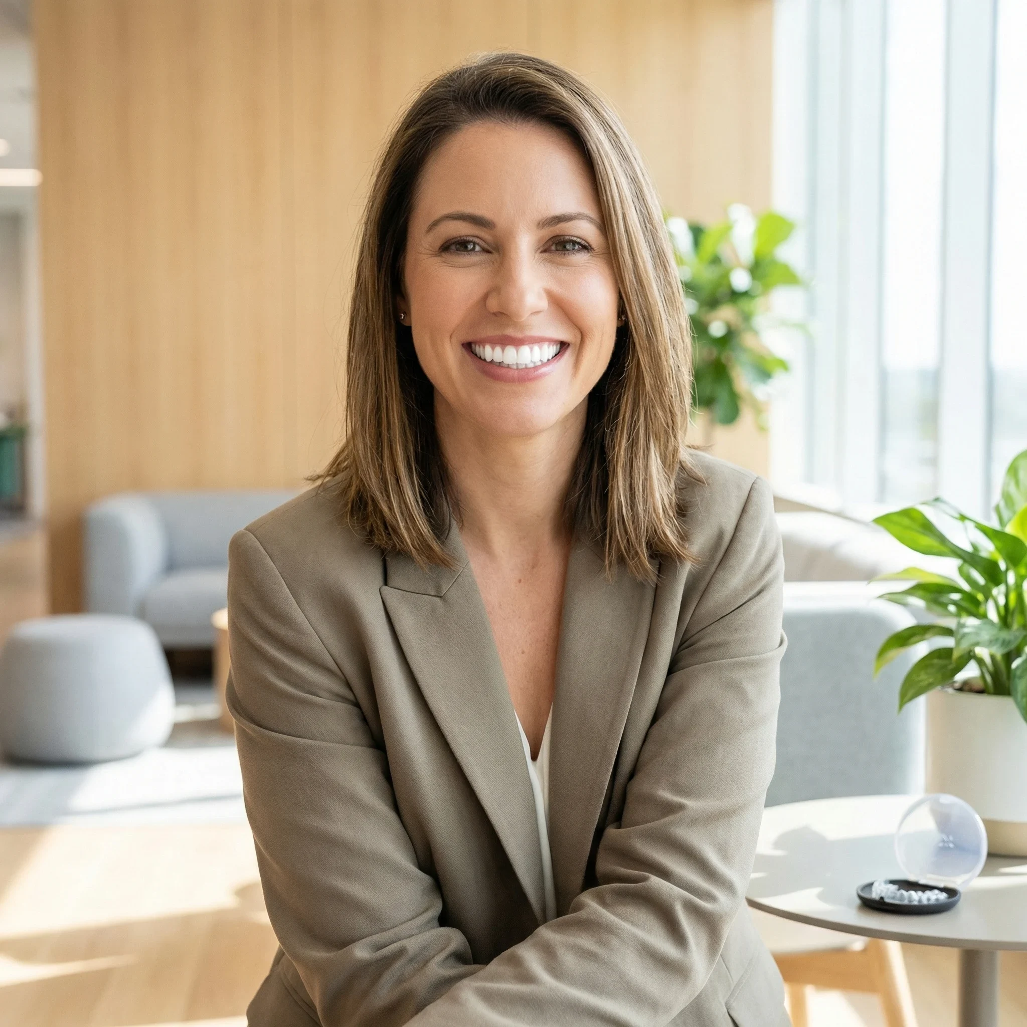 Confident adult with straight smile after clear aligner treatment in Dalton GA