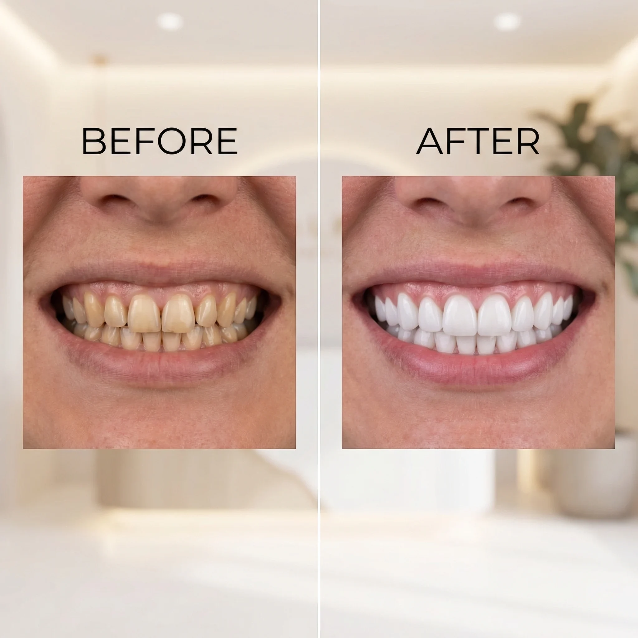 Before and after smile transformation with porcelain veneers Dalton GA