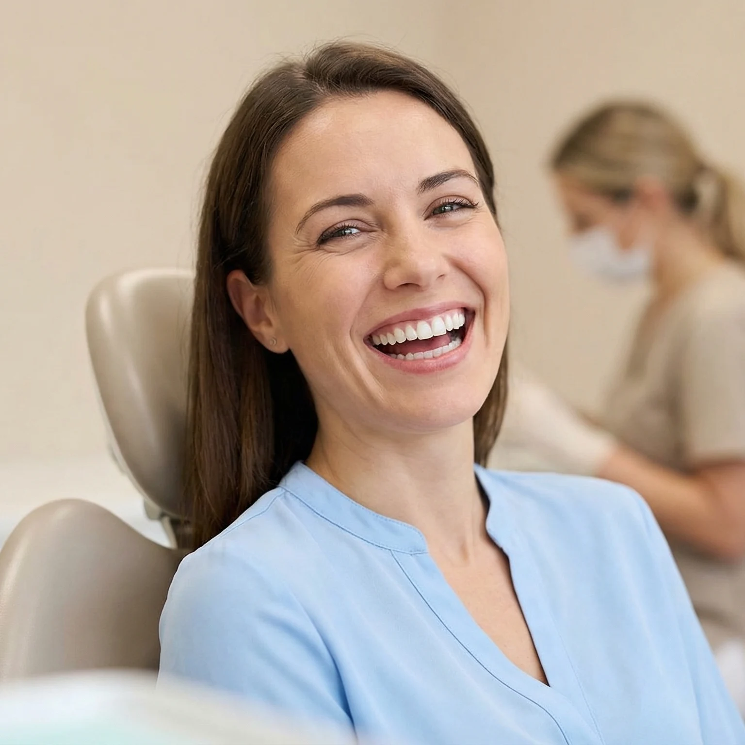 Happy confident patient with bright healthy smile after general dentistry care Dalton GA