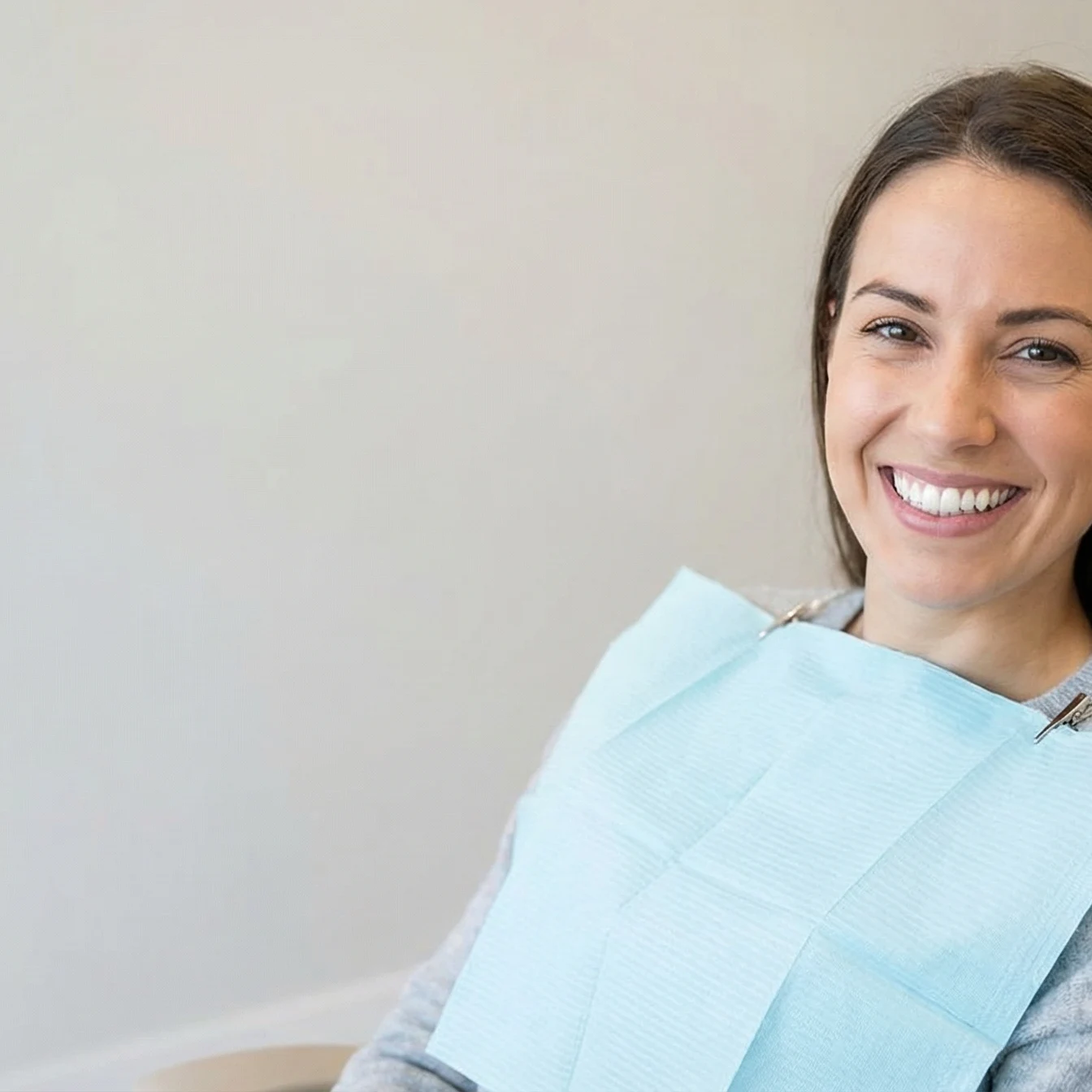 Happy confident patient with bright healthy smile after dental filling restoration Dalton GA