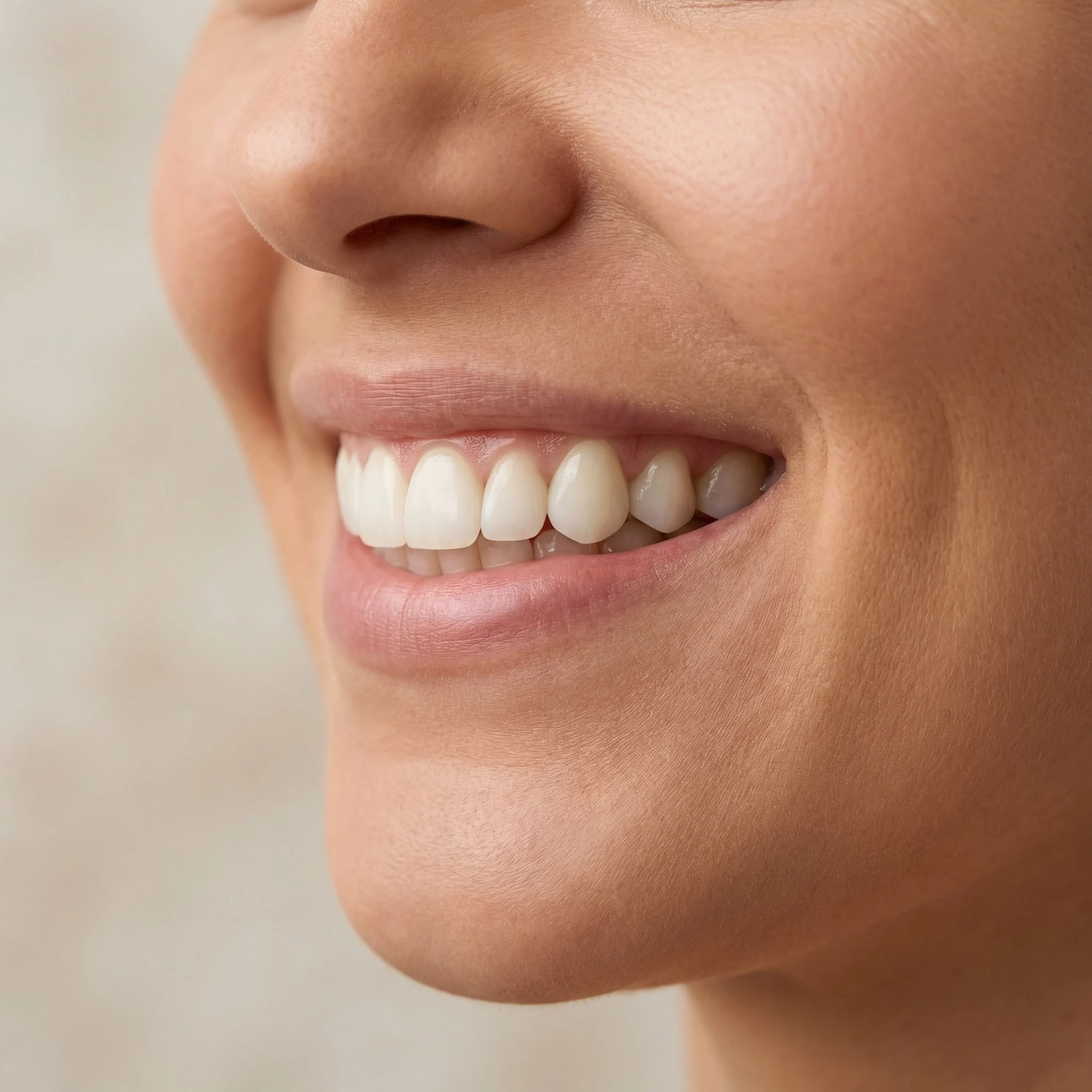 Closeup of healthy restored tooth with porcelain crown showing seamless natural appearance Dalton GA