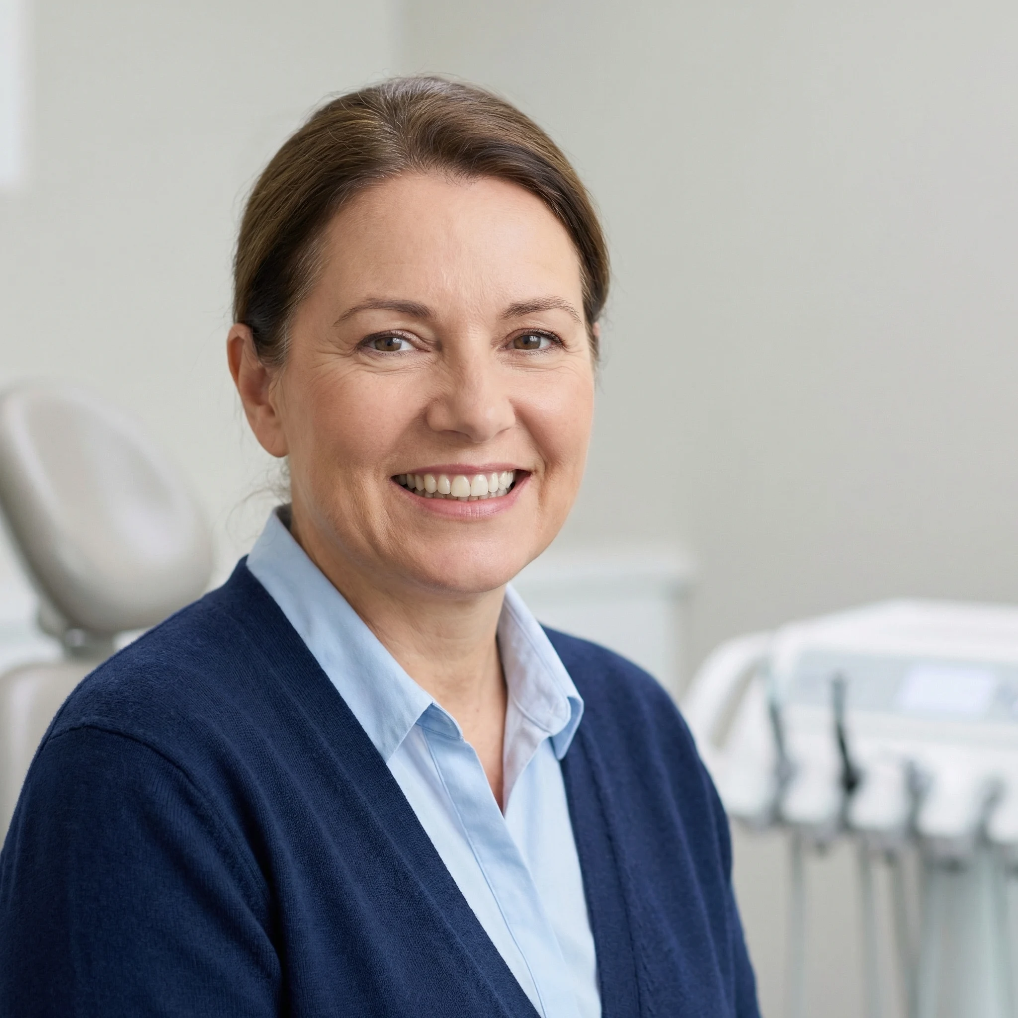 Happy confident patient with bright healthy smile after inlay onlay treatment Dalton GA